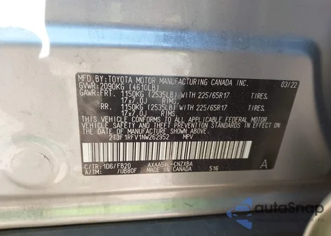 2022 Toyota Rav4 Le z USA, uszkodzony, nr VIN 2T3F1RFV1NW262952